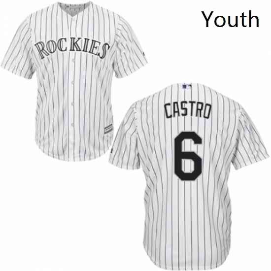 Youth Majestic Colorado Rockies 6 Daniel Castro Replica White Home Cool Base MLB Jersey